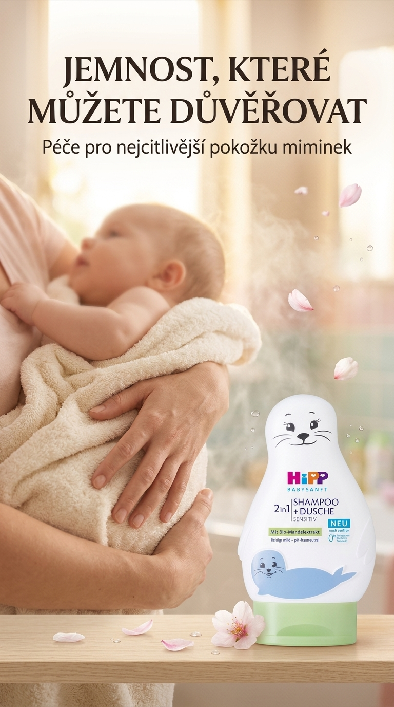 HiPP Babysanft 2v1 šampon a sprchový gel Sensitiv - lifestyle poster