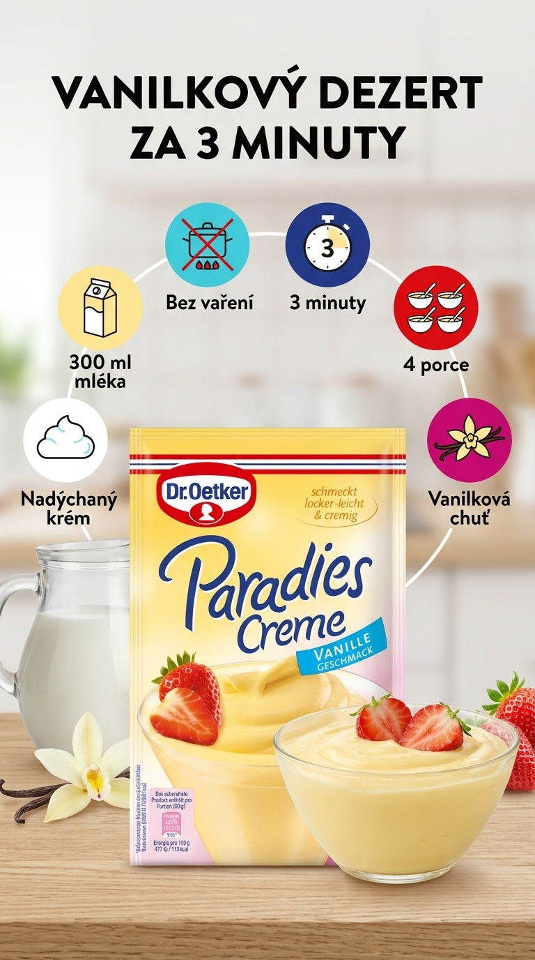 Dr. Oetker Paradies-Creme vanilkový - mobilní infografika