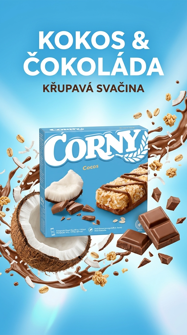 Corny Cocos cereální tyčinky - lifestyle plakát