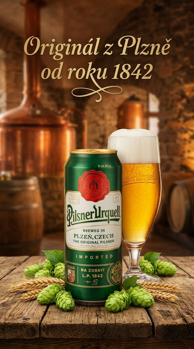 Pilsner Urquell plechovka - lifestyle poster