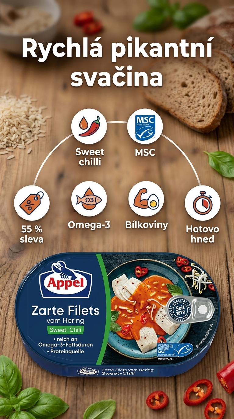 Appel sleďové filety v omáčce se sladkým chilli - mobilní infografika
