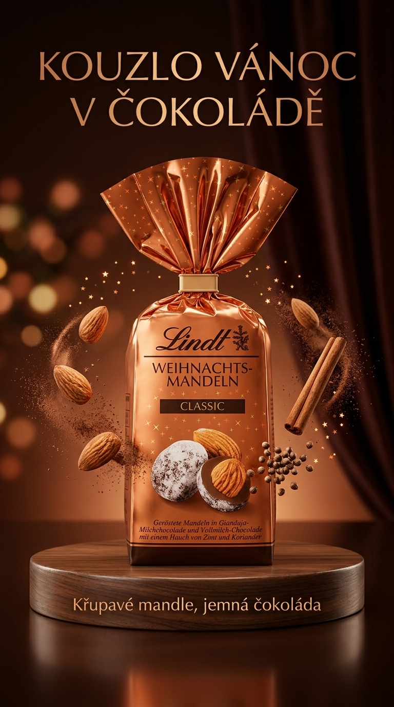 Lindt Vánoční mandle Classic - sváteční čokoládový poster