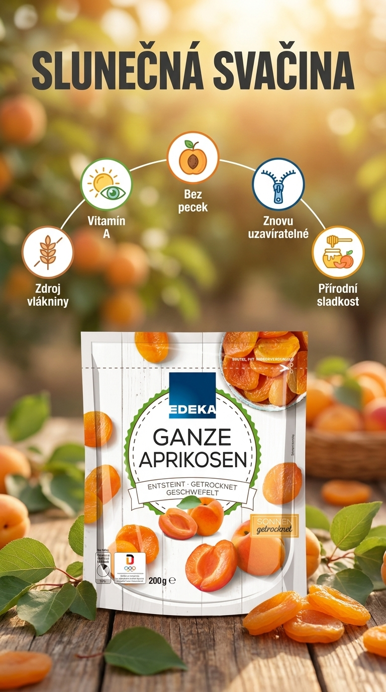 Edeka sušené celé meruňky vypeckované 200 g - mobilní infografika
