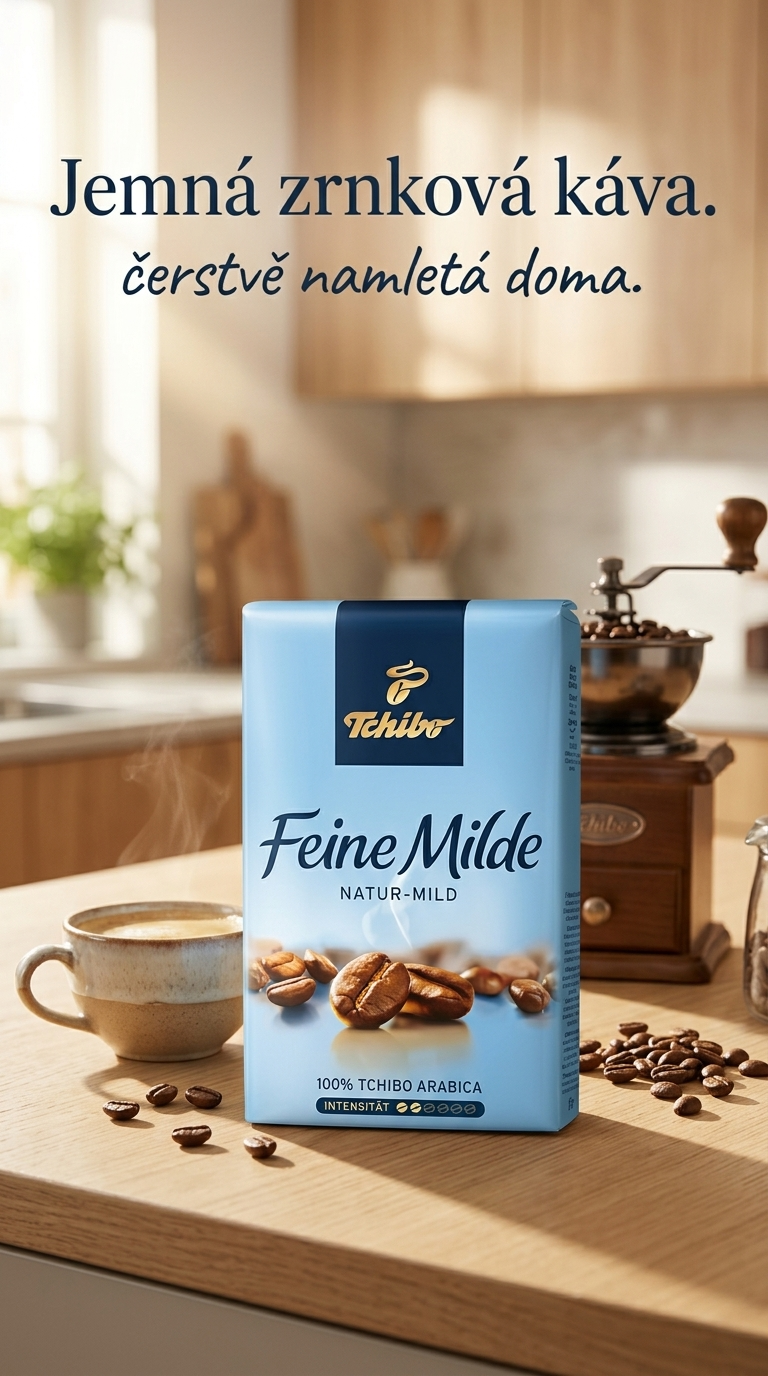 Tchibo Feine Milde zrnková káva - lifestyle poster