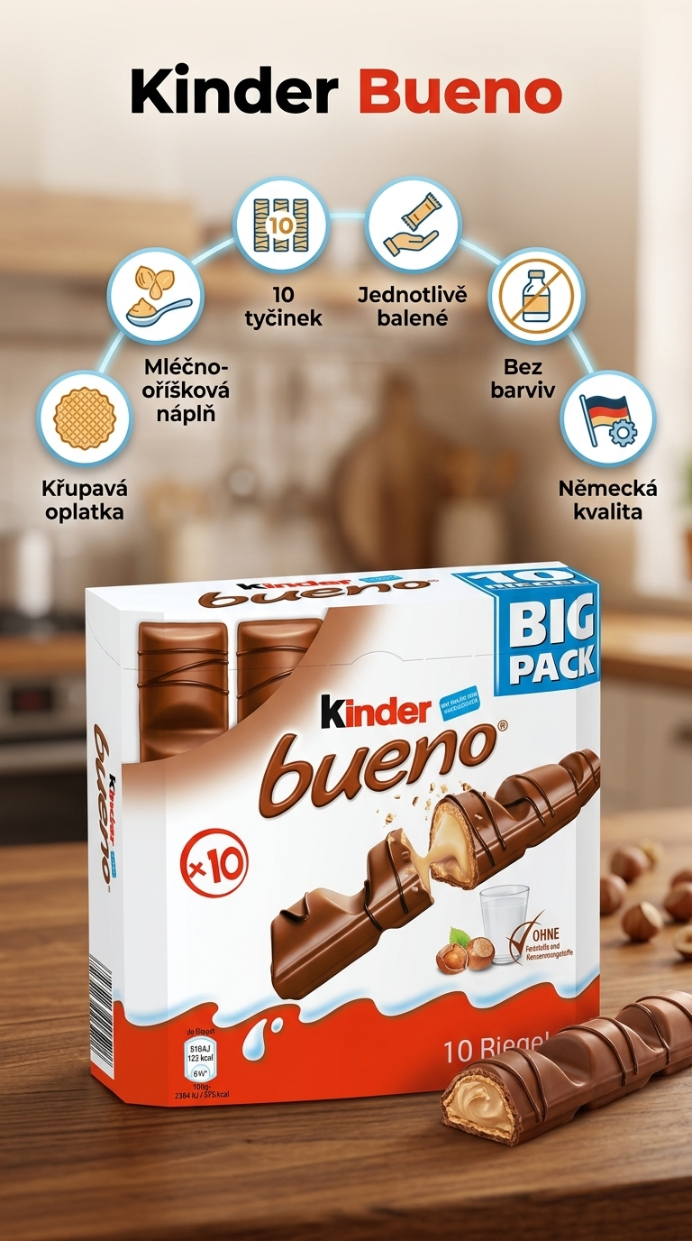 Kinder Bueno 10ks 215g - mobilní infografika