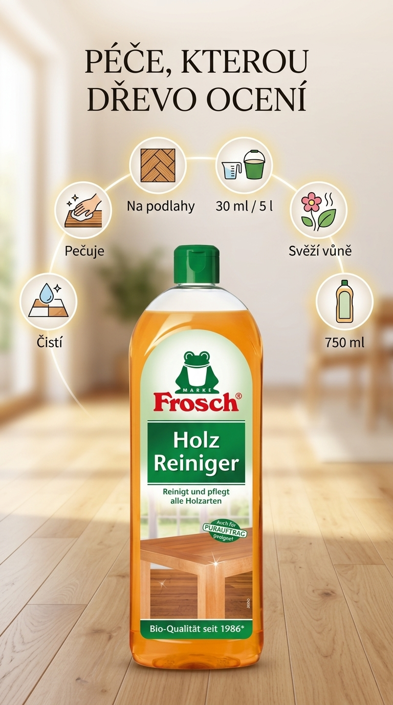 Frosch čistič na dřevo 750 ml - mobilní infografika