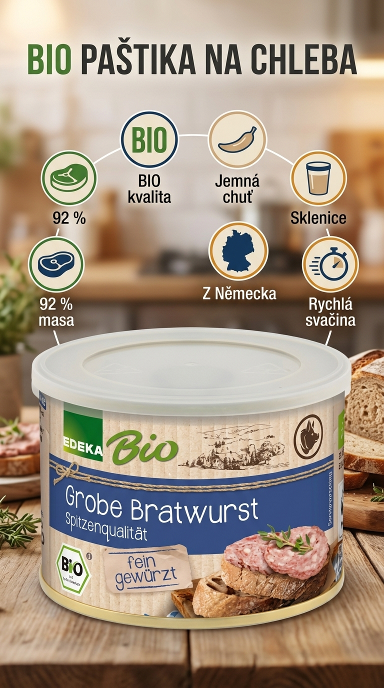 Edeka BIO klobásová paštika - mobilní infografika