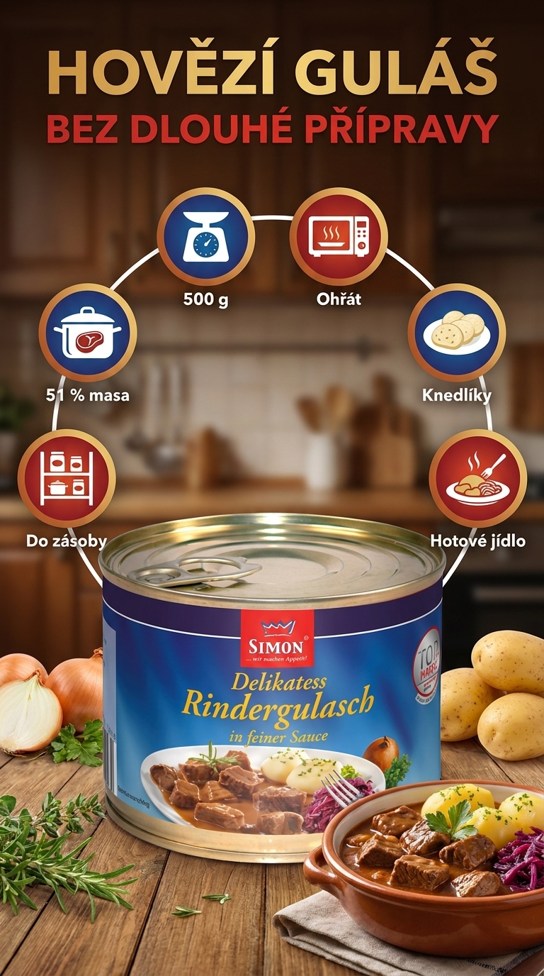 Simon hovězí guláš - mobilní infografika