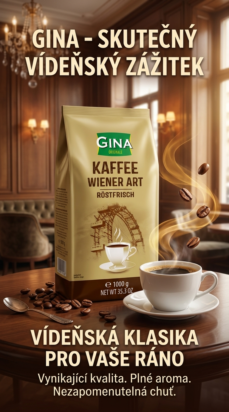 Gina Vídeňská zrnková káva 1kg - lifestyle poster