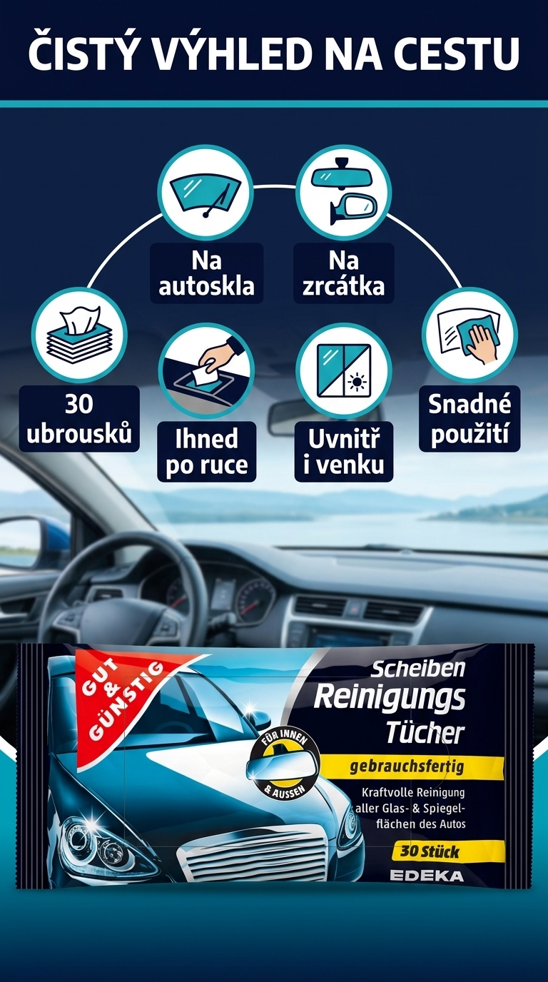 G&G čisticí ubrousky na autoskla - mobilní infografika