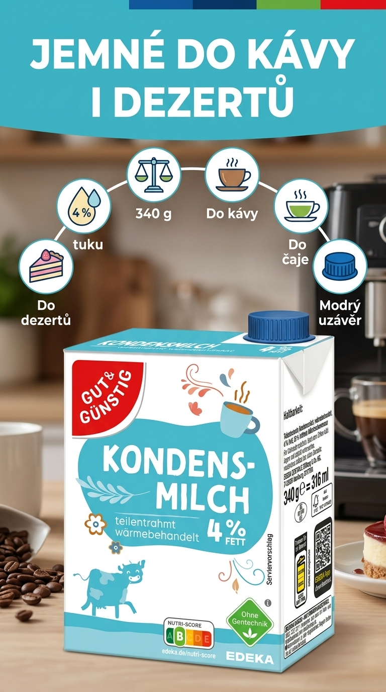 G&G kondenzované mléko 340 g - mobilní infografika