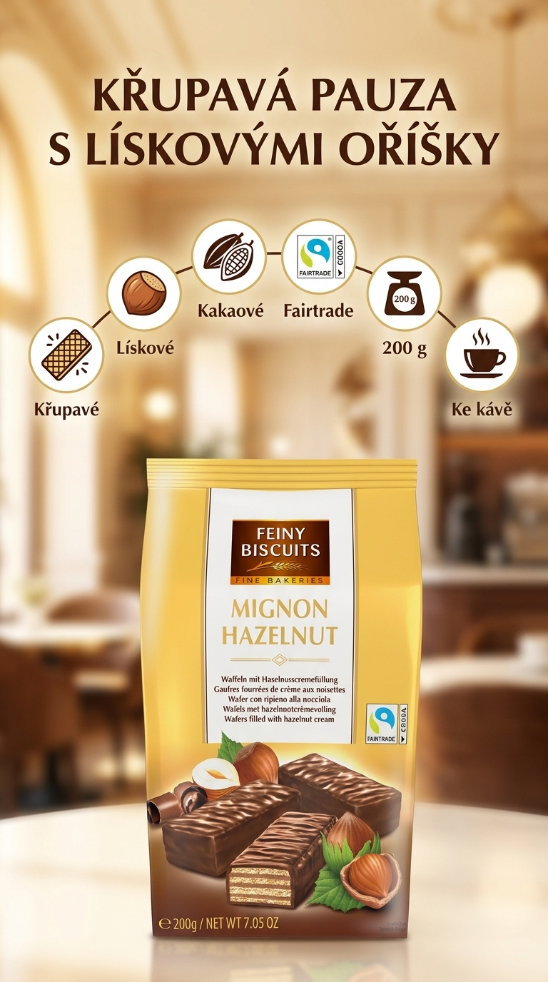 Feiny Biscuits Mignonské vafle s lískovými oříšky - mobilní infografika