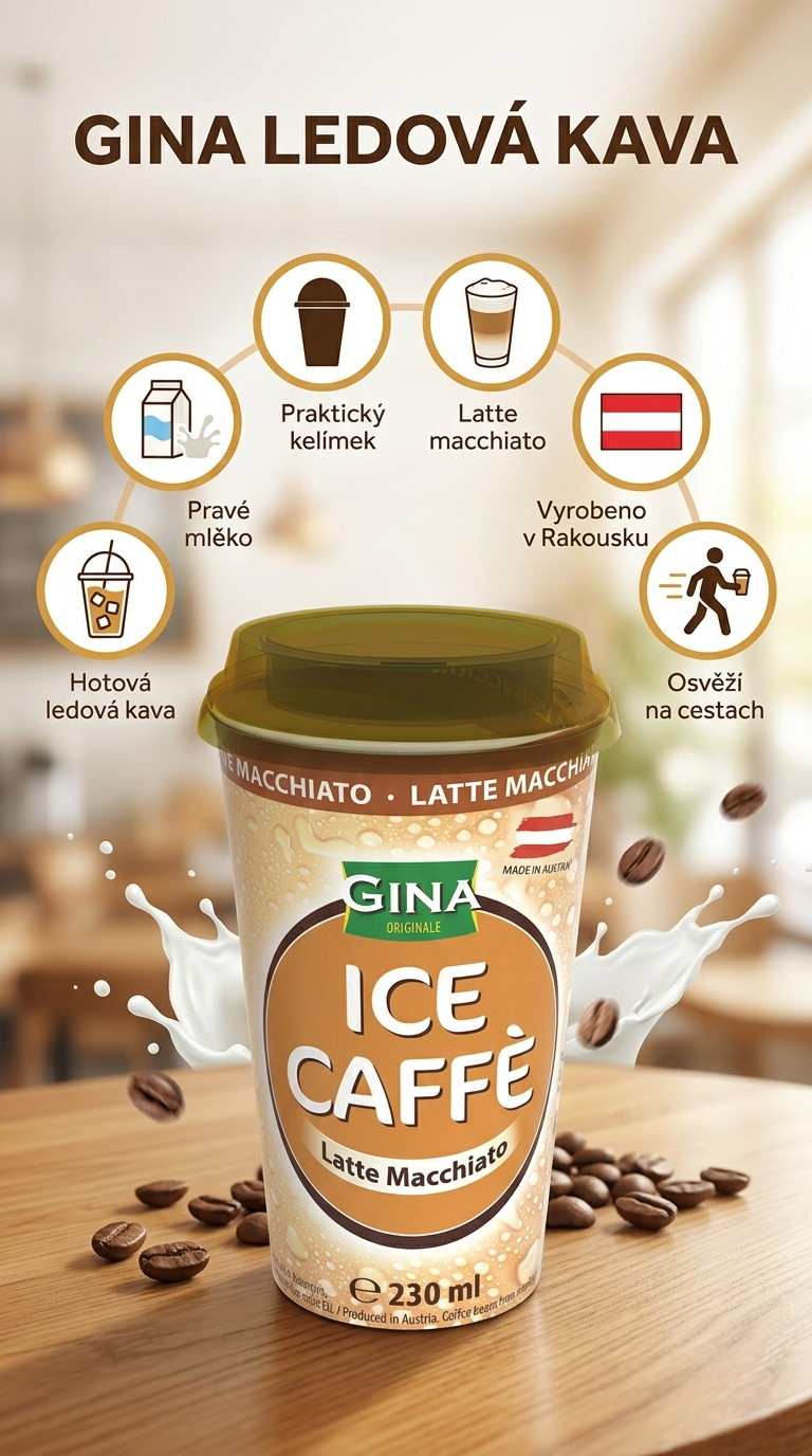 Gina Ledová káva Latte Macchiato - mobilní infografika