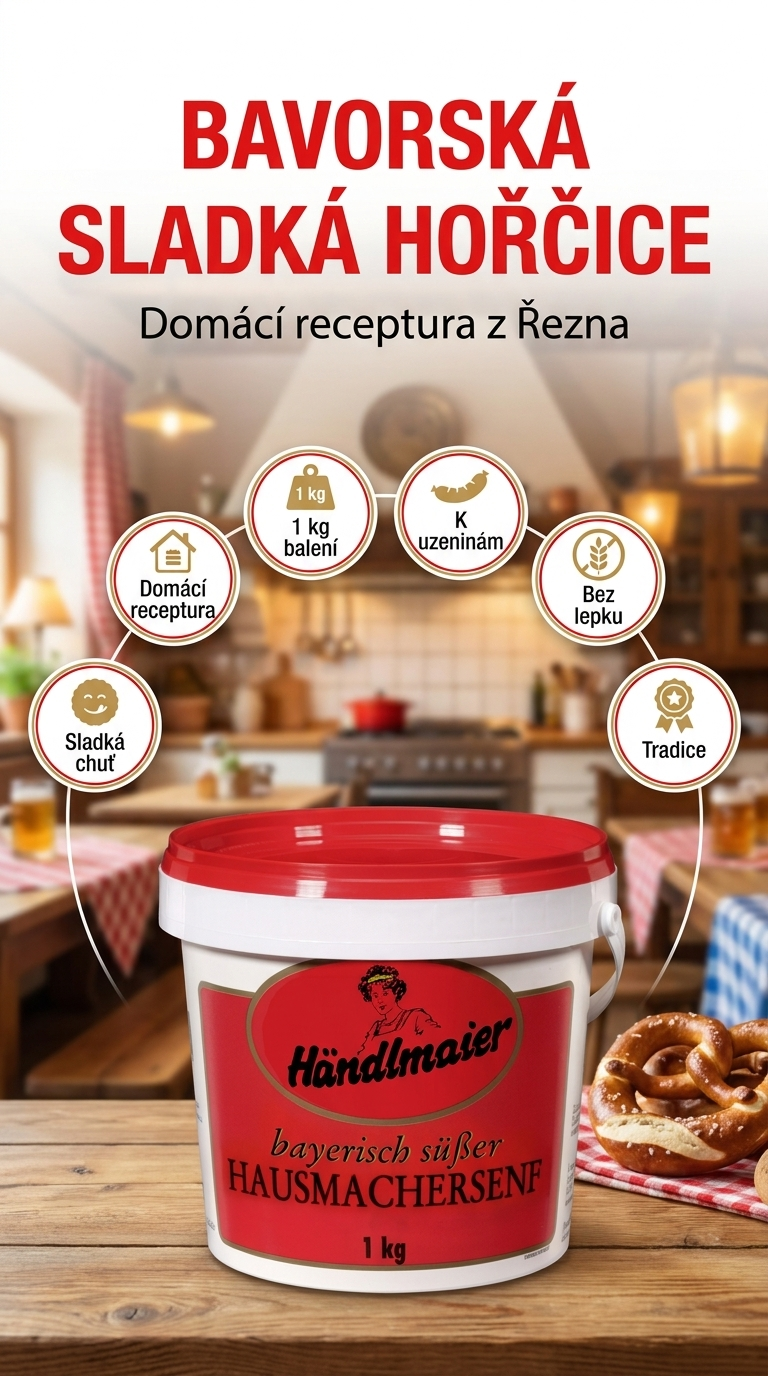 Händlmaier bavorská sladká hořčice 1 kg - mobilní infografika