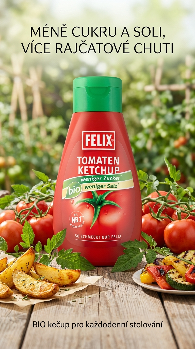 Felix BIO čistý kečup s méně cukrem a soli 435g - lifestyle poster