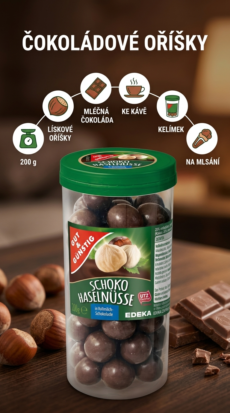G&G Lískové oříšky v mléčné čokoládě - mobilní infografika