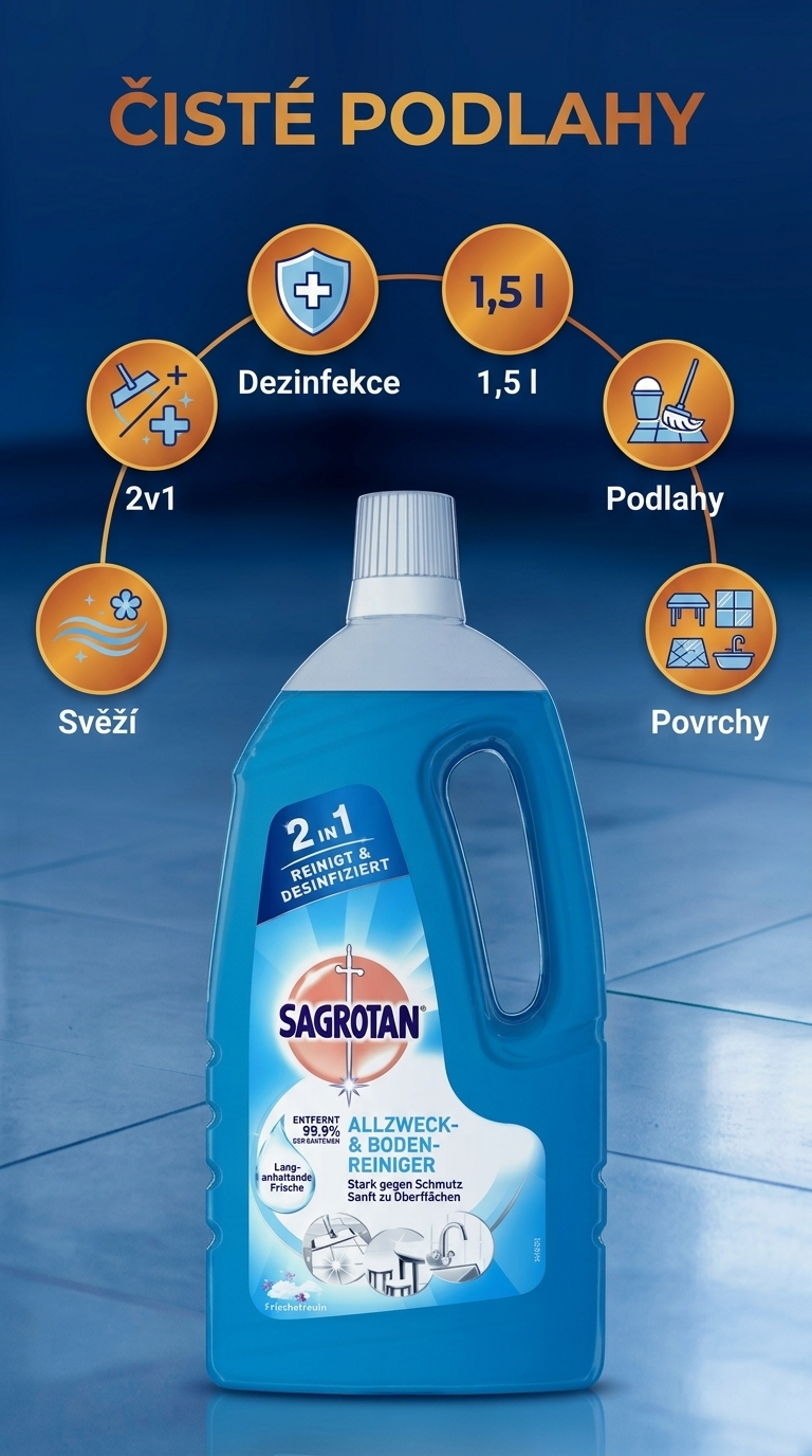 Sagrotan čistič podlah - mobilní infografika