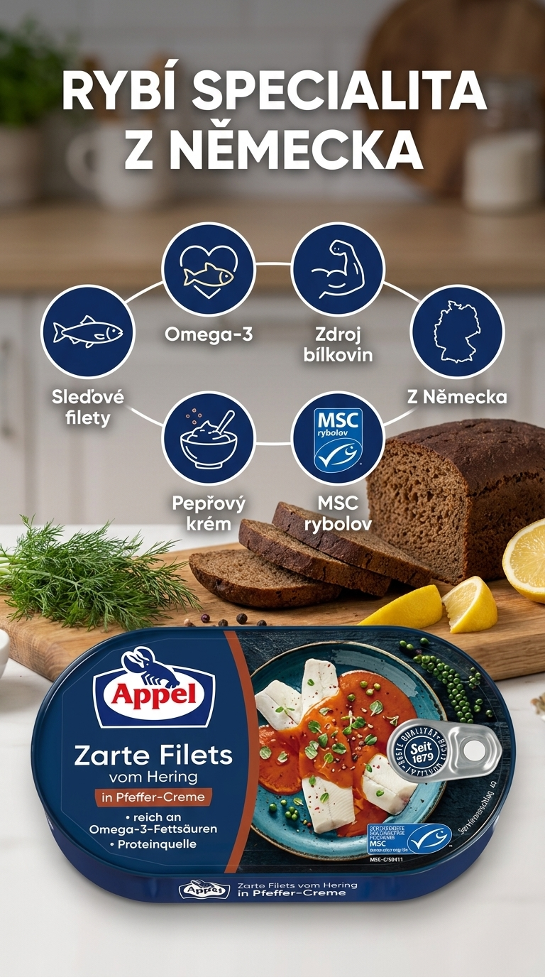 Appel sleďové filety v krému s pepřem - mobilní infografika