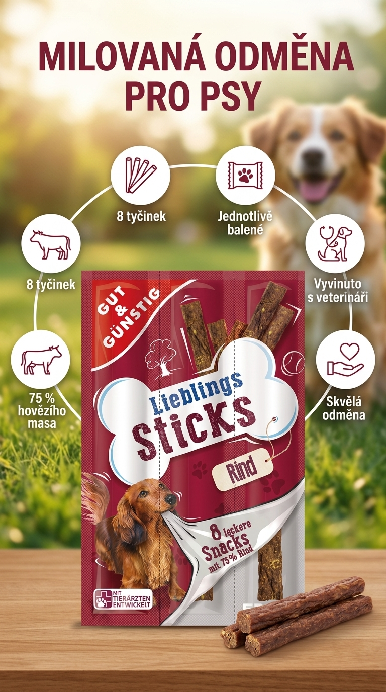 G&G Žvýkací tyčinky s hovězím - mobilní infografika