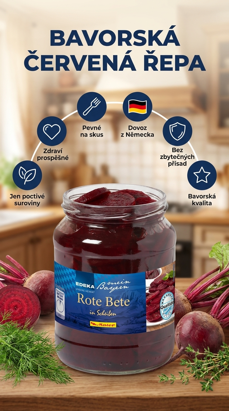 Edeka mein Bayern Červená řepa - mobilní infografika