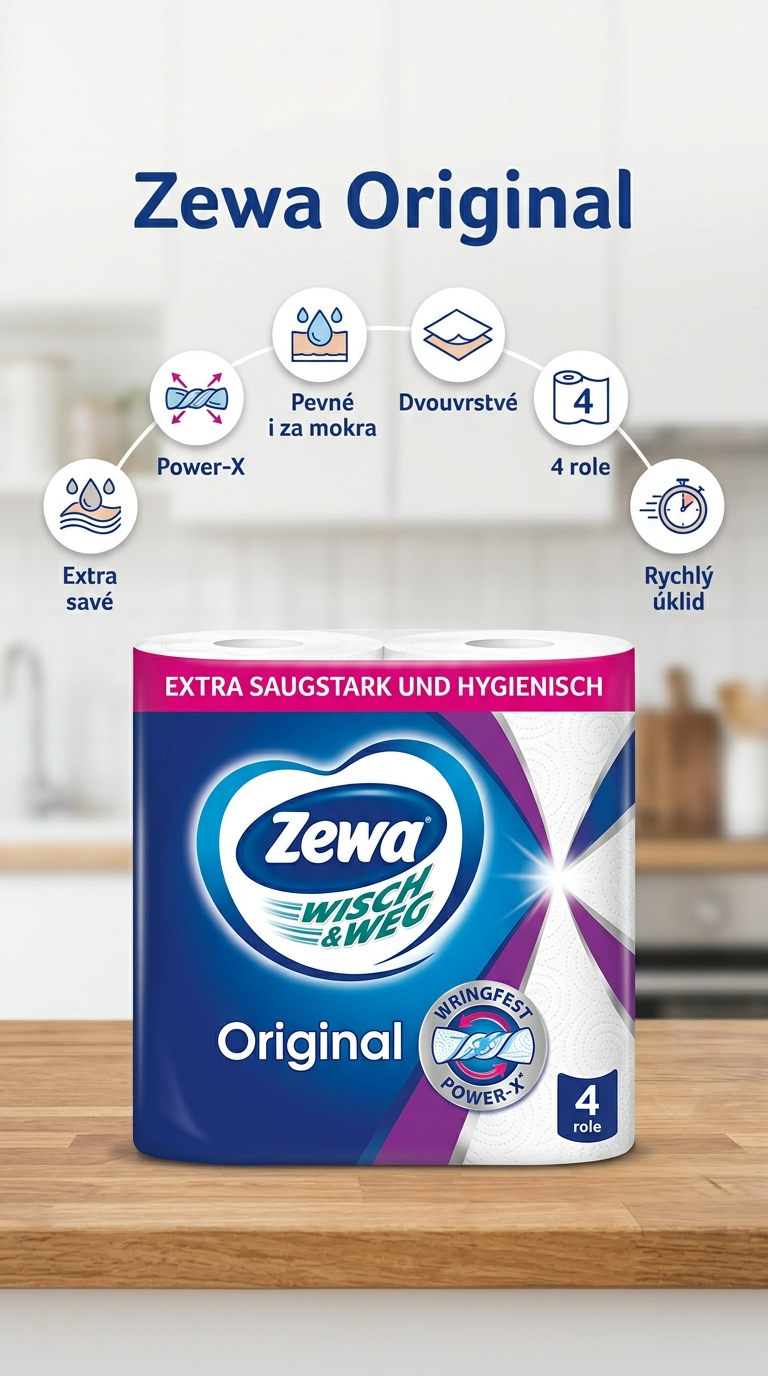 Zewa Original kuchyňské utěrky - mobilní infografika
