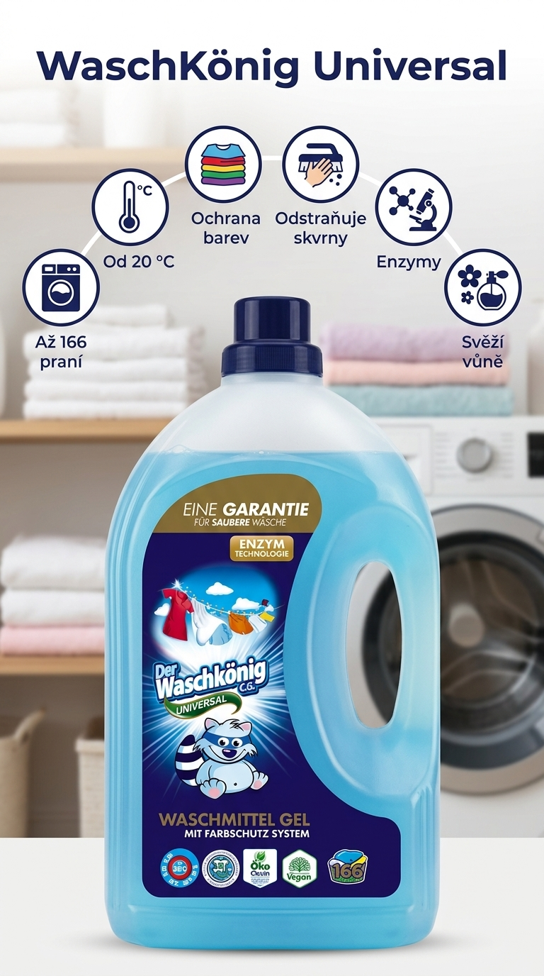 WaschKönig Universal prací gel - mobilní infografika