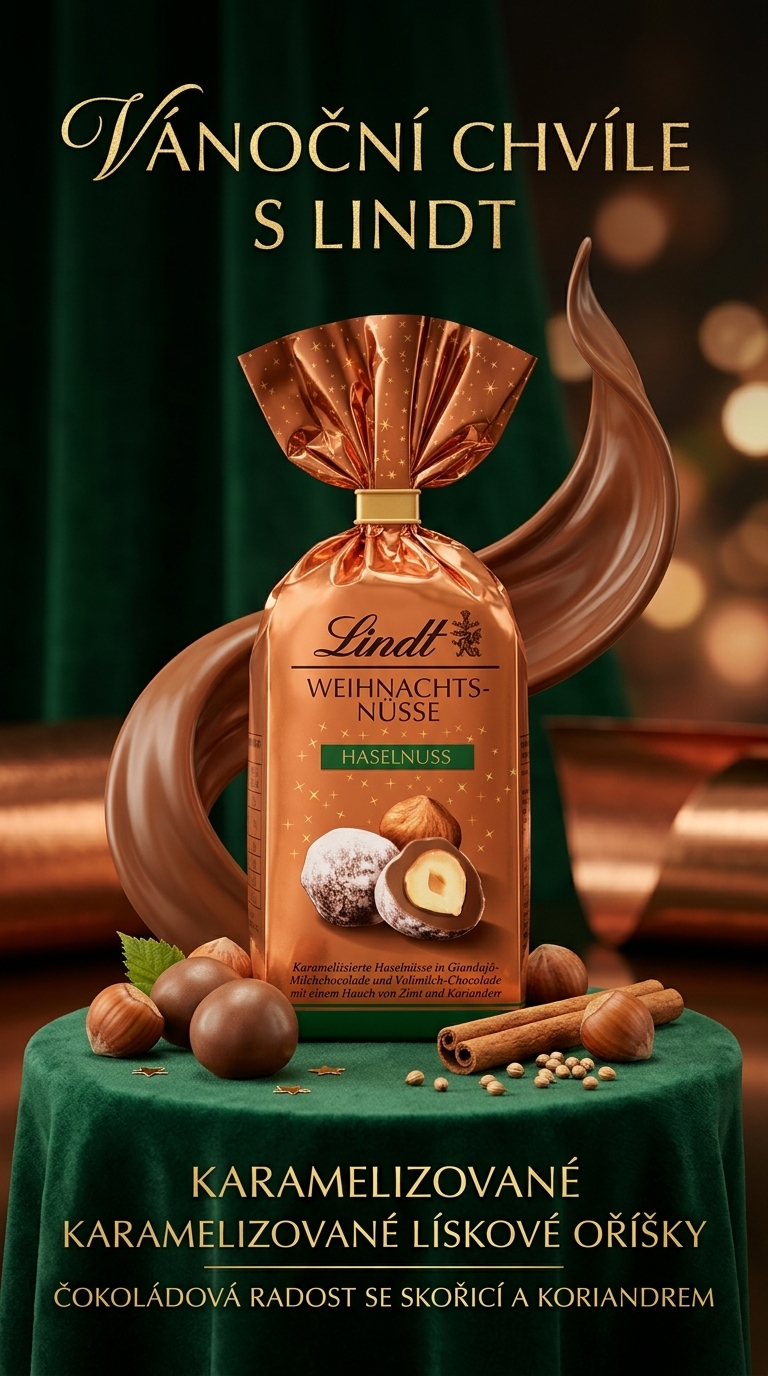 Lindt Vánoční lískový oříšek v čokoládě 100g - vánoční lifestyle poster