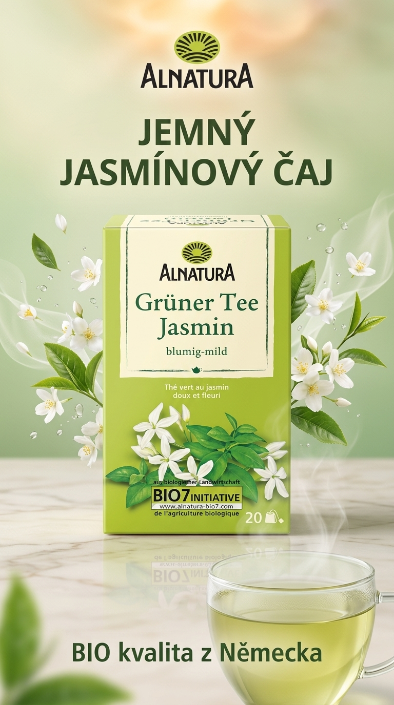 Alnatura BIO zelený čaj s jasmínem - lifestyle poster