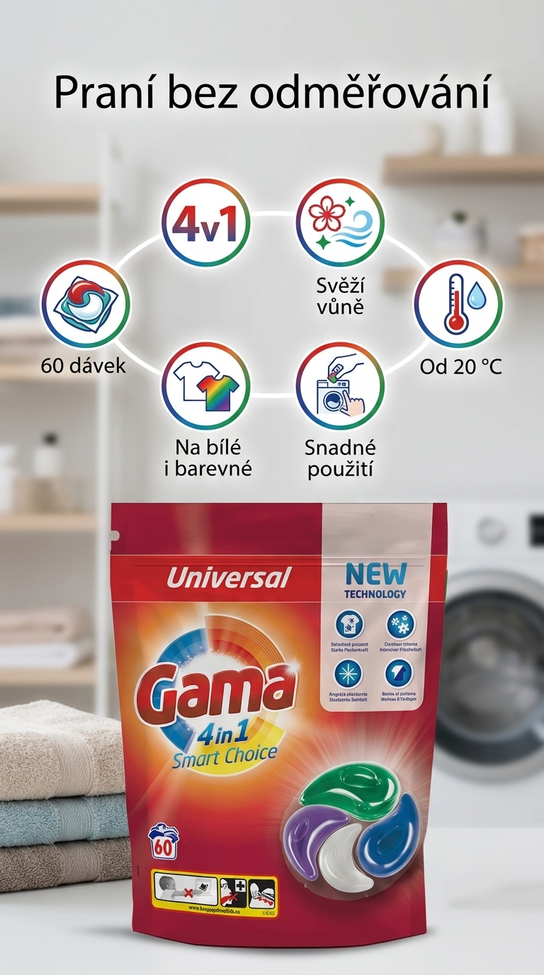 Vizir Gama Caps XL univerzální prací kapsle - mobilní infografika