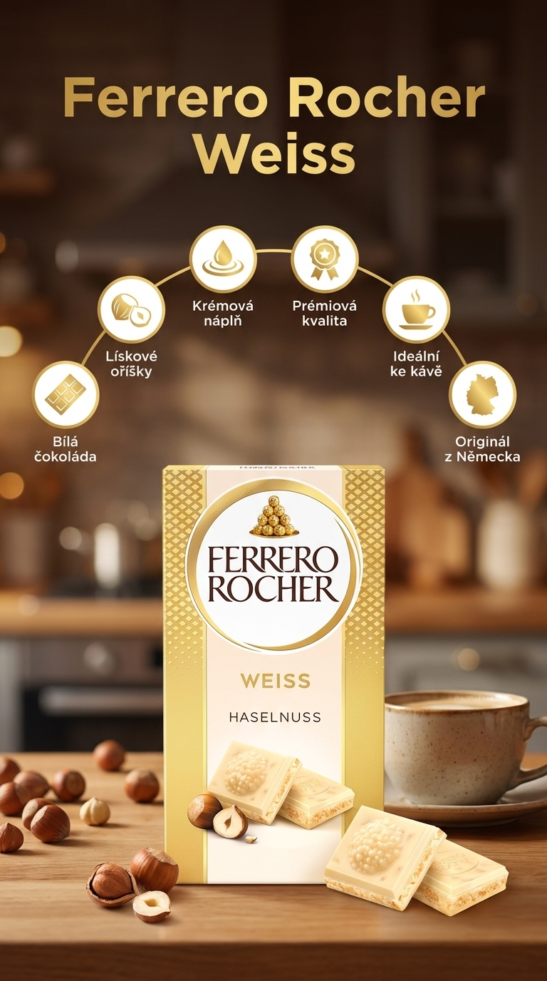 Ferrero Rocher Weiss bílá čokoláda - mobilní infografika