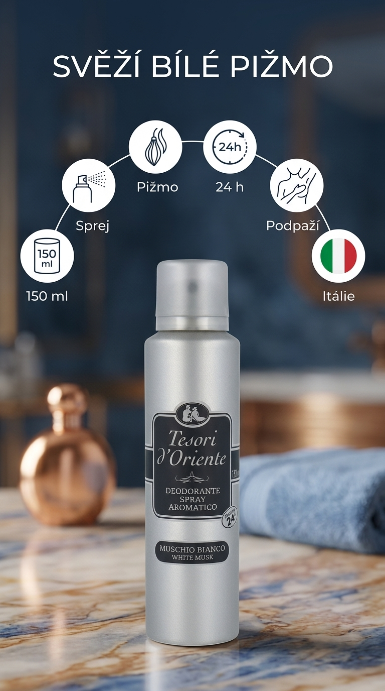 Tesori d'Oriente Muschio Bianco deodorant - mobilní infografika