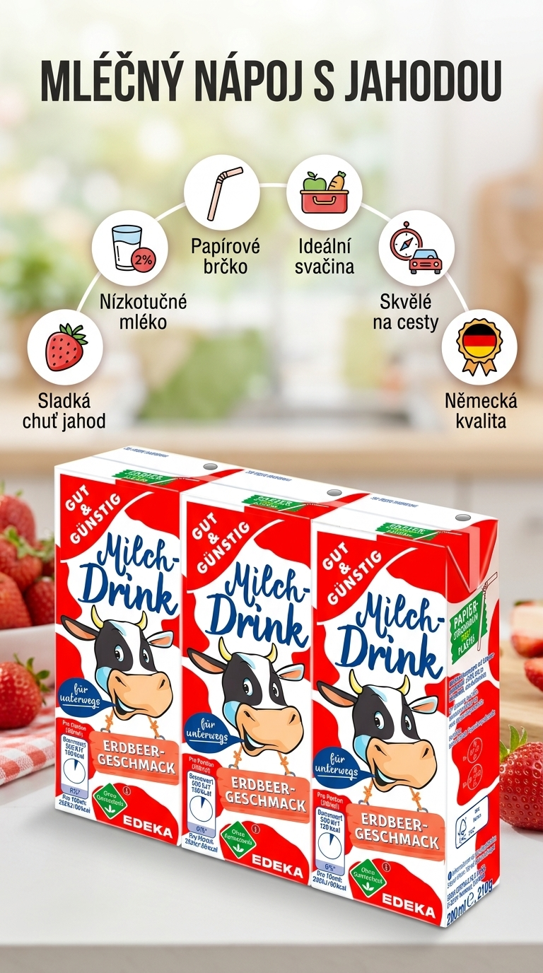 G&G jahodový mléčný nápoj - mobilní infografika