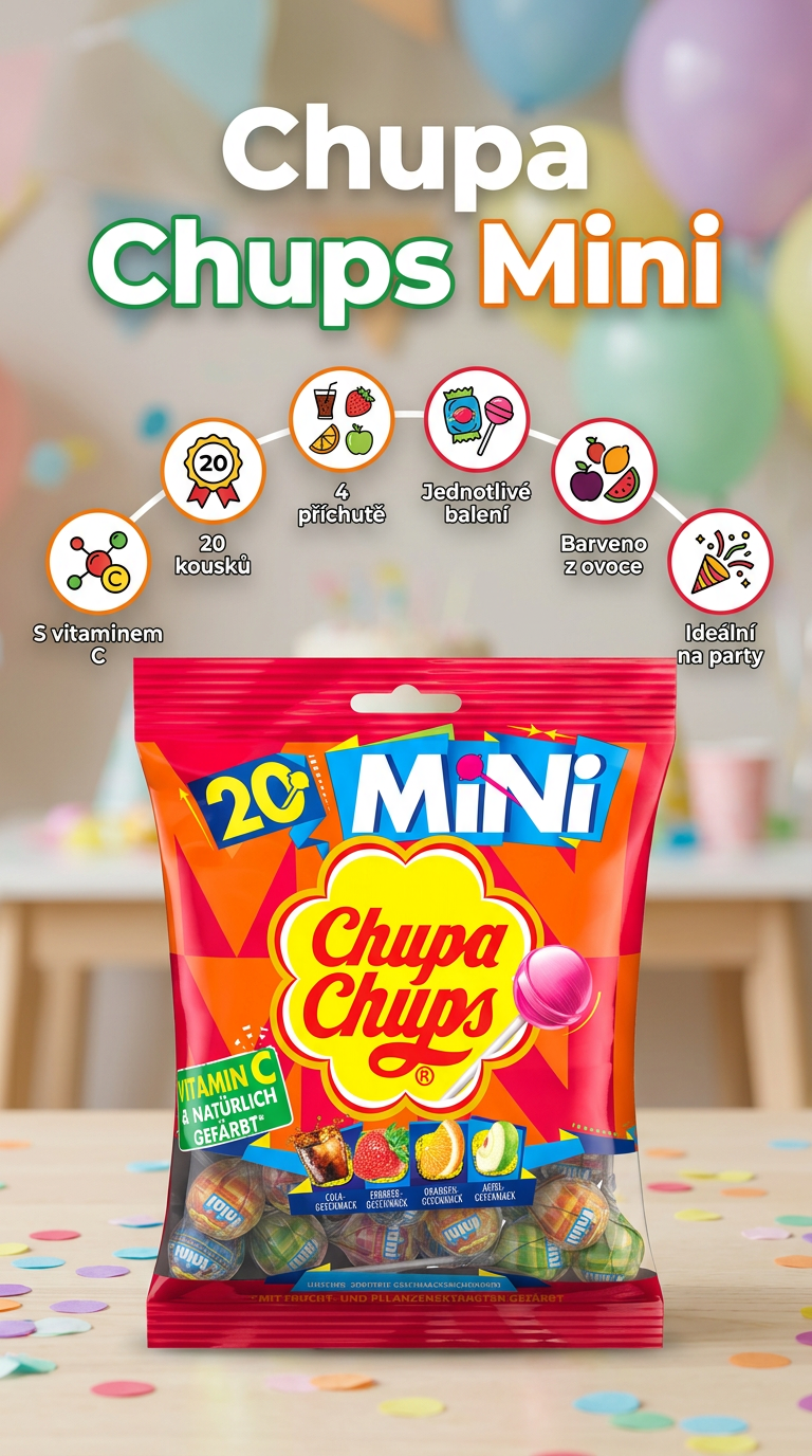 Chupa Chups Mini lízátka s vitamínem C - mobilní infografika