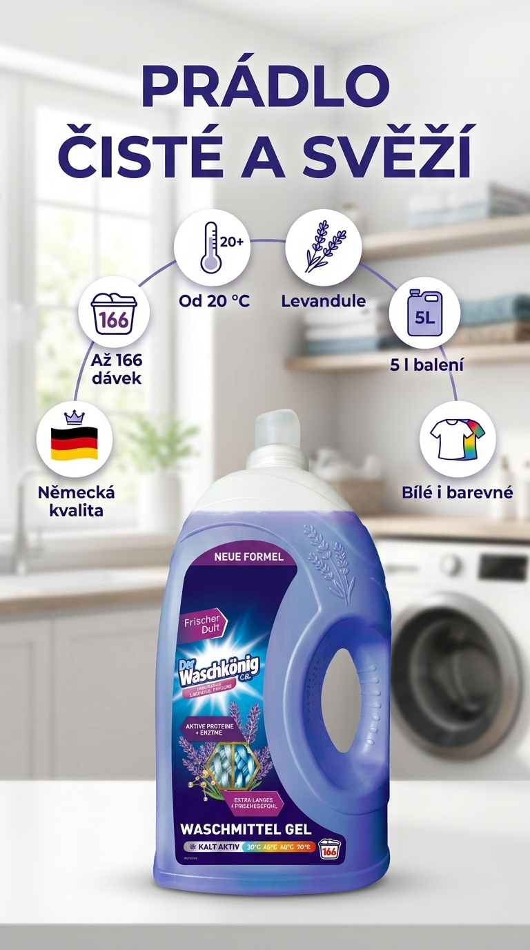 Waschkönig Universal Lavender prací gel 5 l - mobilní infografika