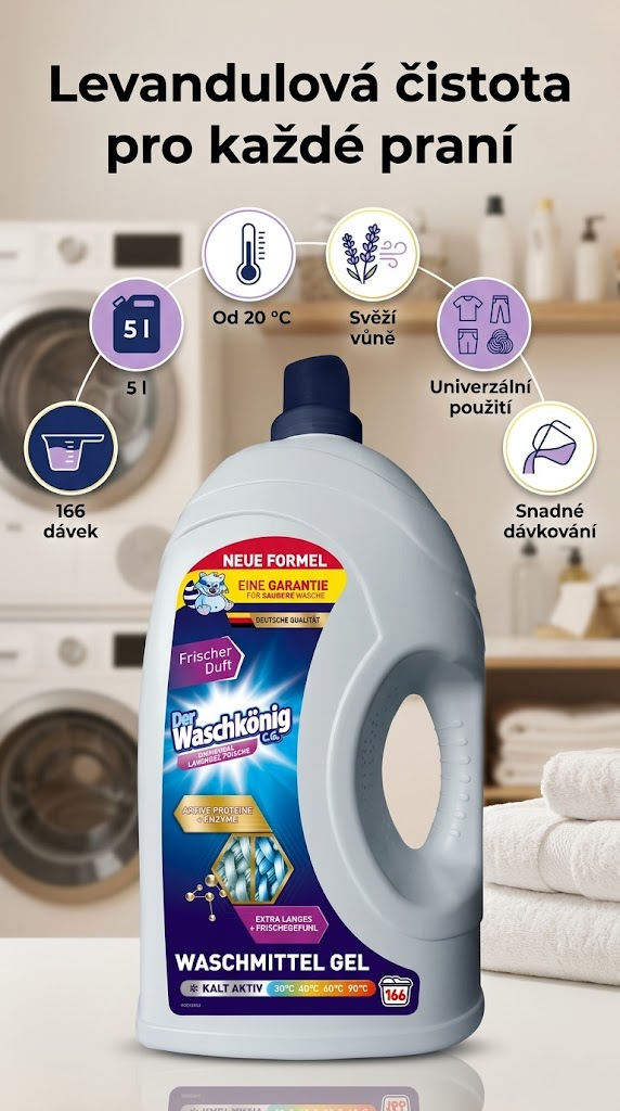 Waschkönig Universal Lavender prací gel 5 l - mobilní infografika