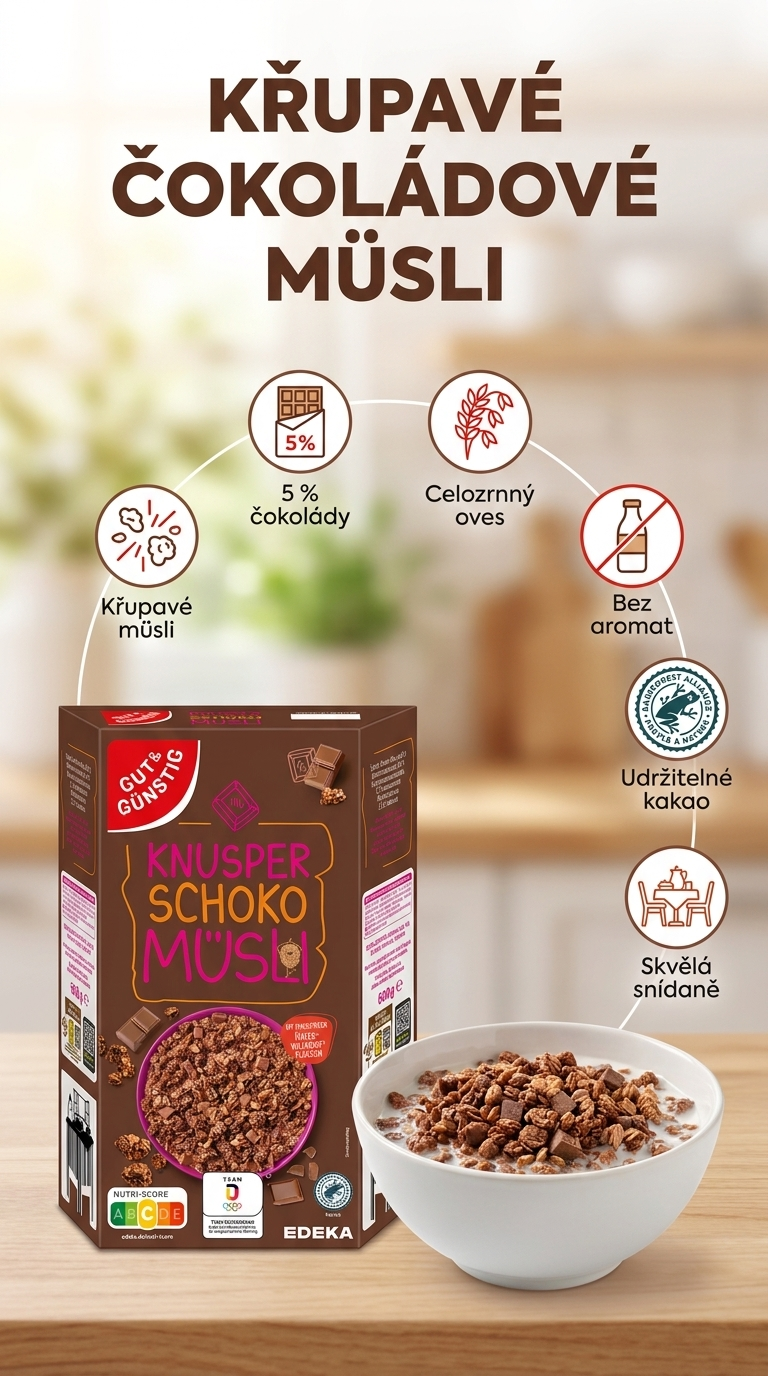 G&G křupavé müsli s čokoládou - mobilní infografika