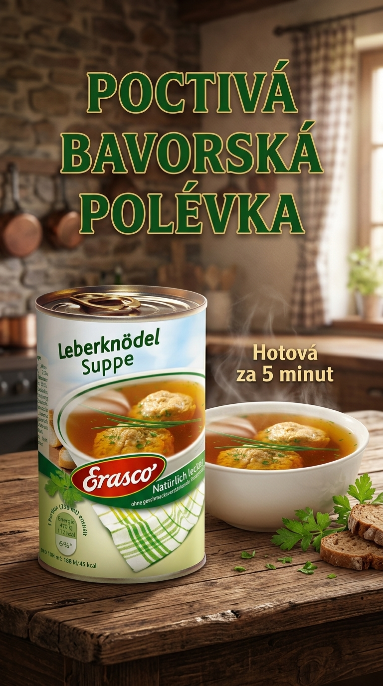 Erasco polévka s játrovými knedlíčky - bavorský lifestyle poster