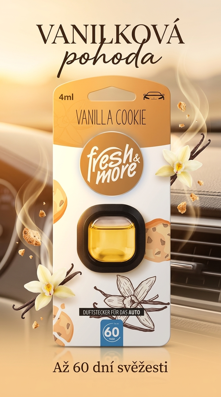 Fresh & More Osvěžovač vzduchu do auta Vanilla Cookie 4 ml - lifestyle poster