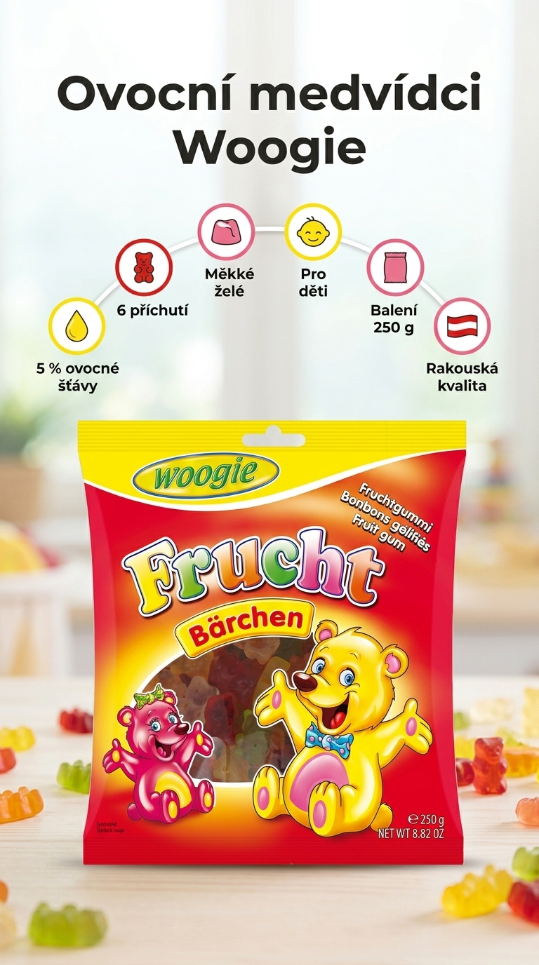Woogie ovocní medvídci 250 g - mobilní infografika