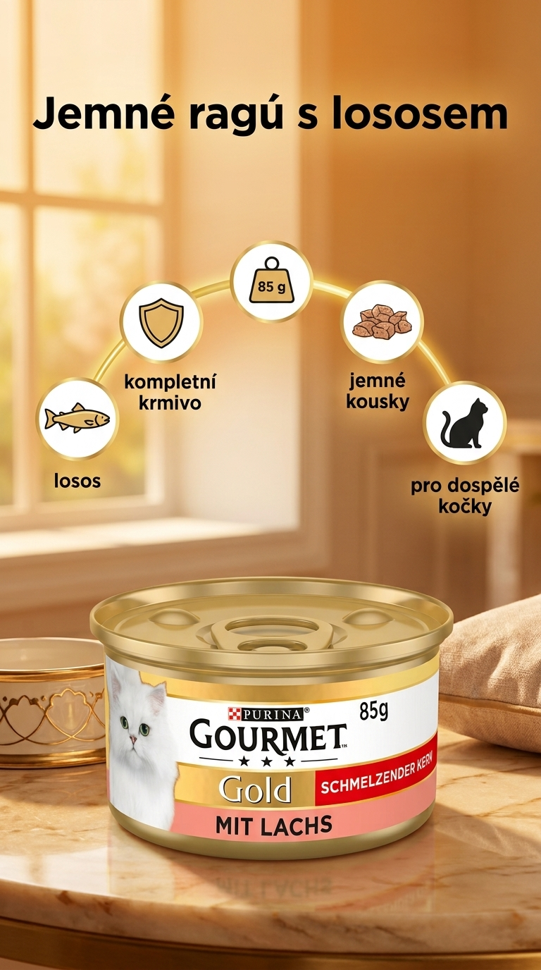 Purina GOURMET Gold s lososem - mobilní infografika