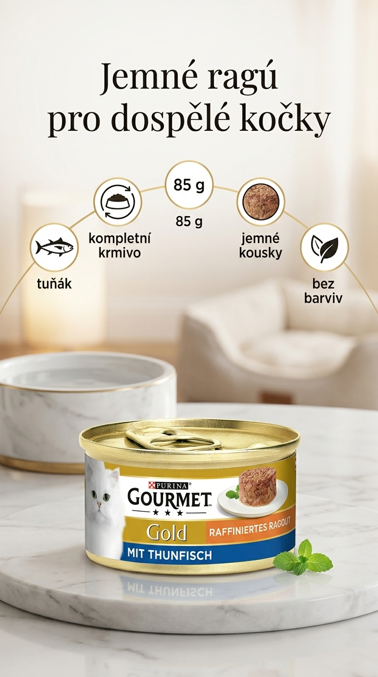 Purina GOURMET Gold s tuňákem - mobilní infografika