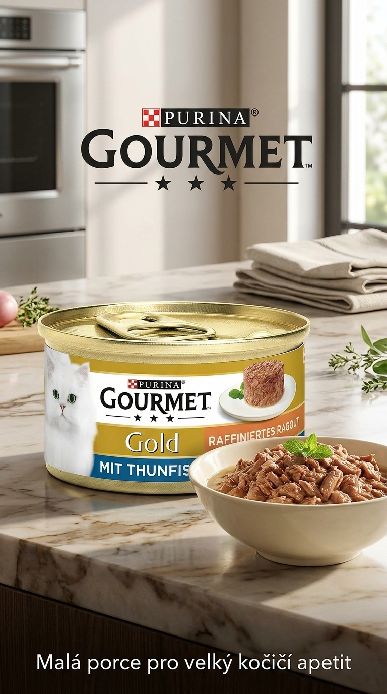 Purina GOURMET Gold s tuňákem - lifestyle poster