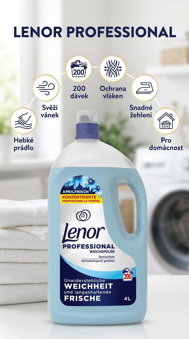 Lenor Professional aviváž se svěžím vánkem - mobilní infografika