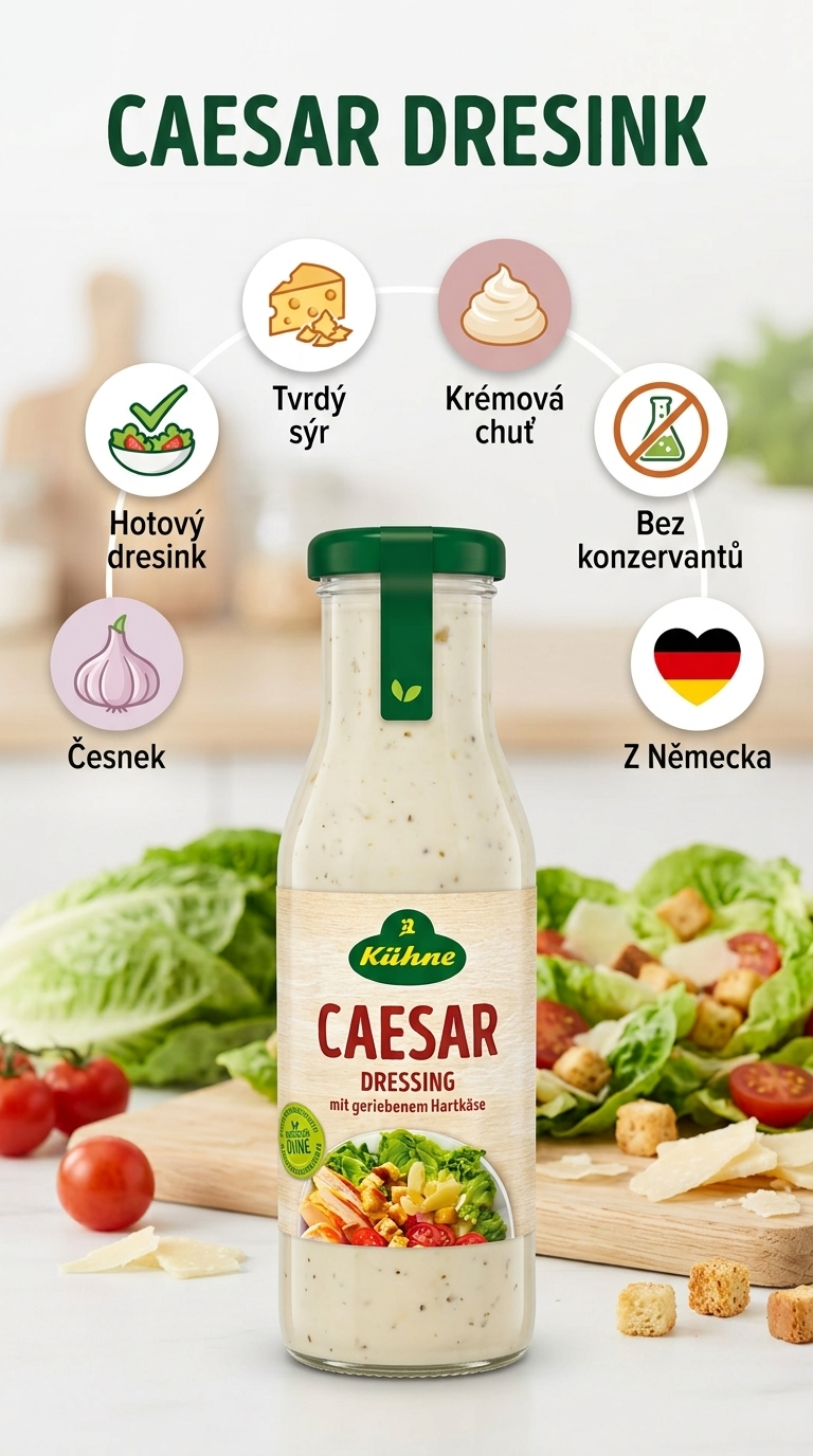 Kühne Caesar dresink - mobilní infografika