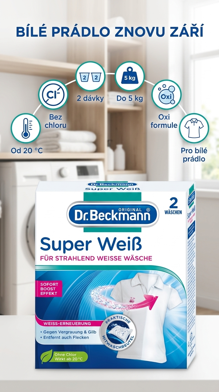 Dr. Beckmann Super Weiß - mobilní infografika pro bílé prádlo