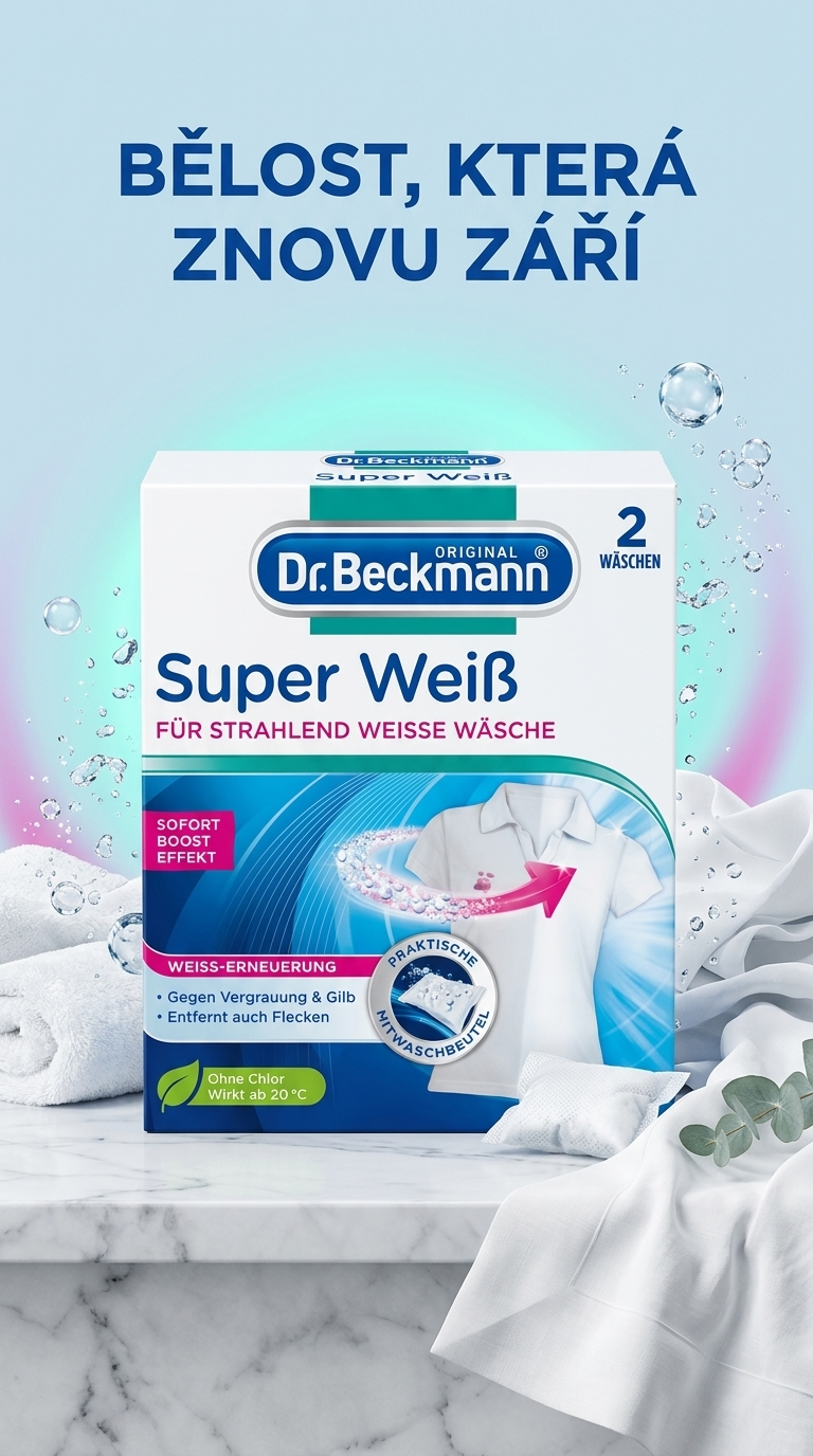 Dr. Beckmann Super Weiß - lifestyle poster pro zářivě bílé prádlo