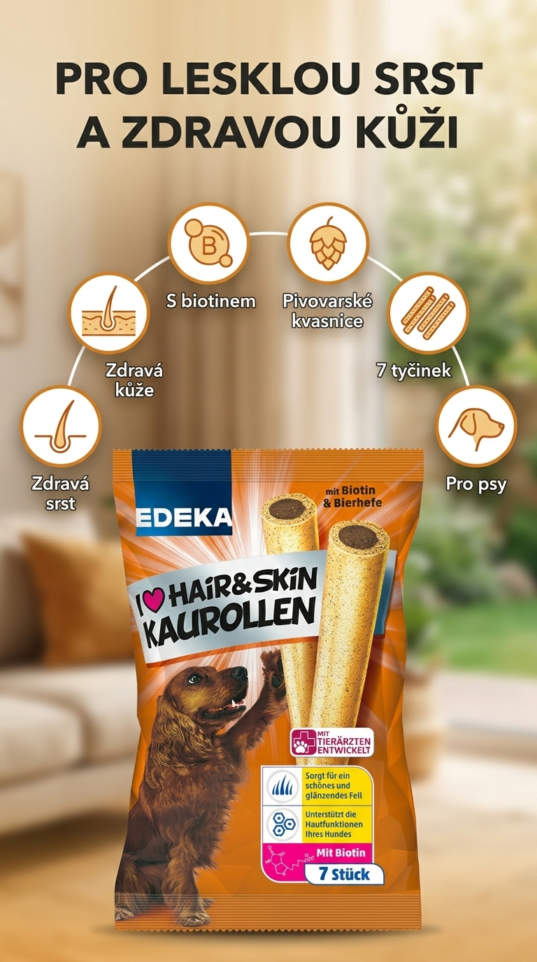 Edeka I love žvýkací tyčinky pro perfektní srst a kůži - mobilní infografika