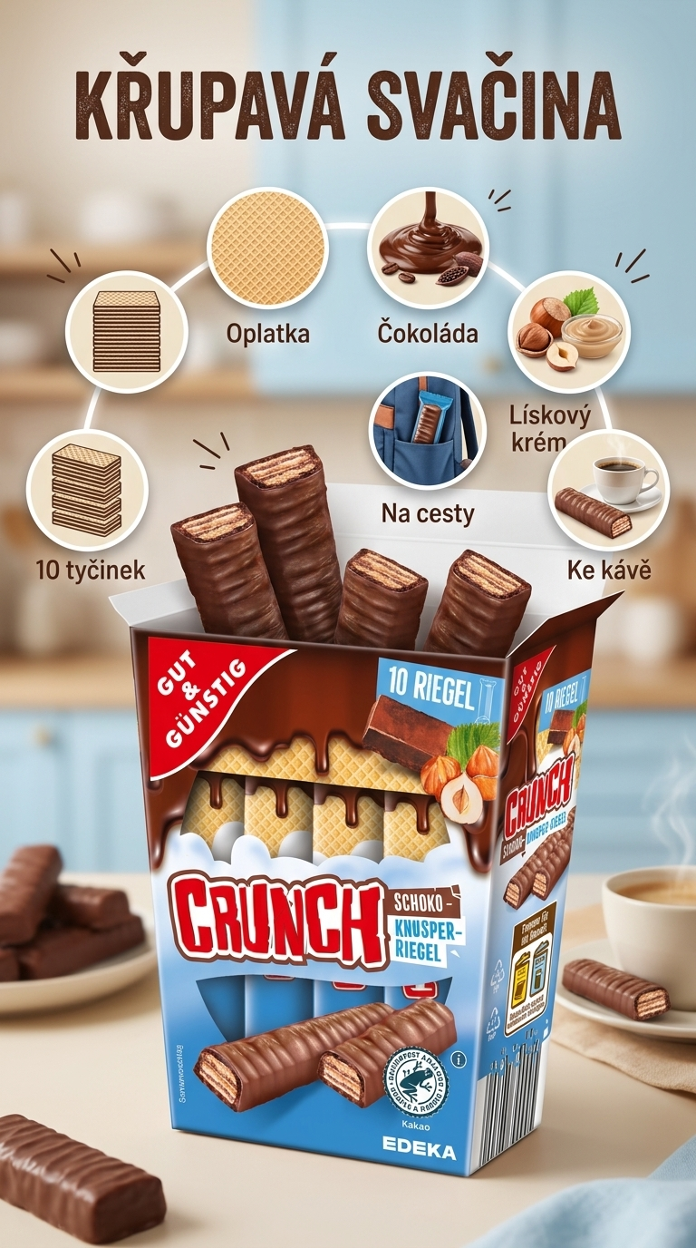 G&G Křupavé čokoládové tyčinky 10 x 18 g 180 g - mobilní infografika