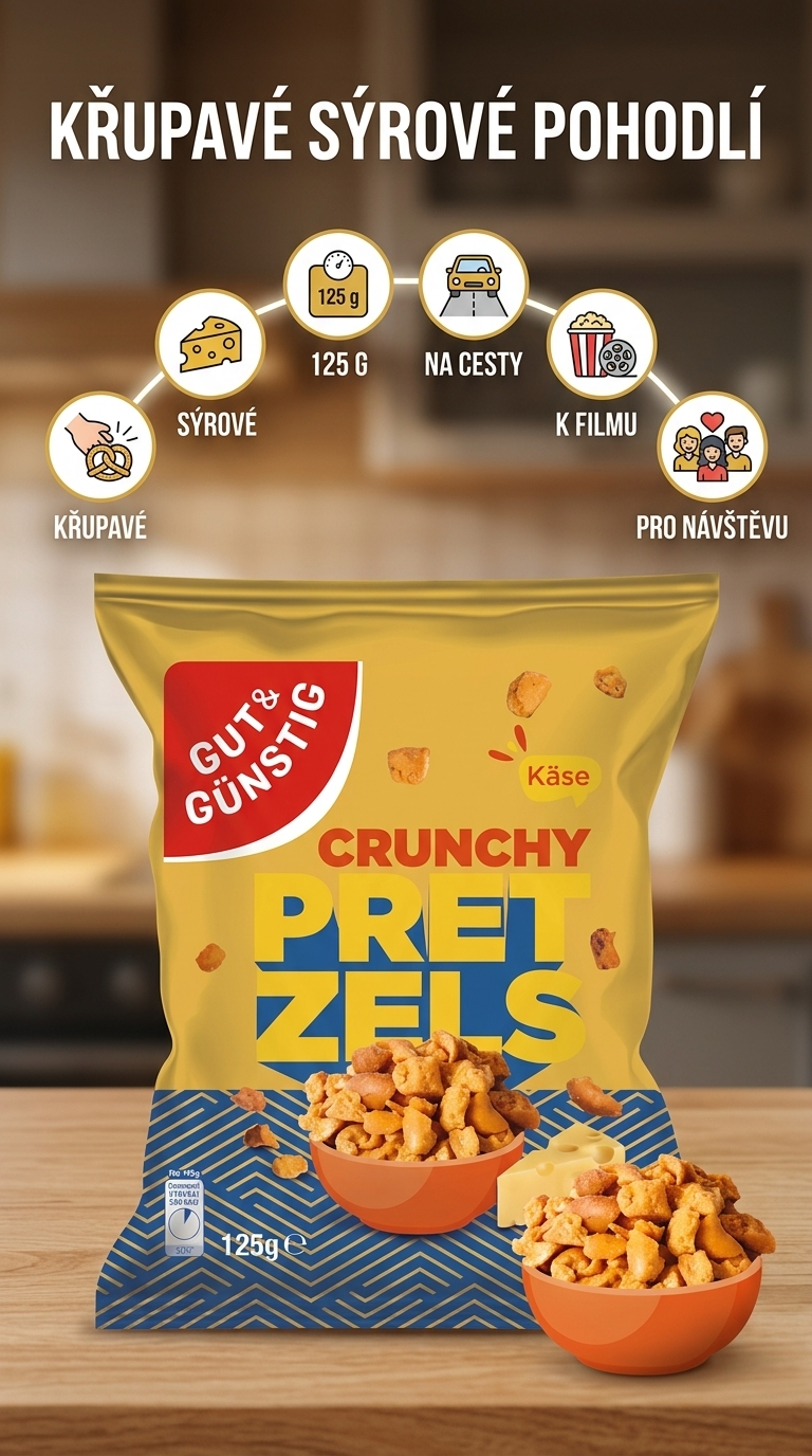 G&G Křupavé preclíčky se sýrem Cheddar 125 g - mobilní infografika