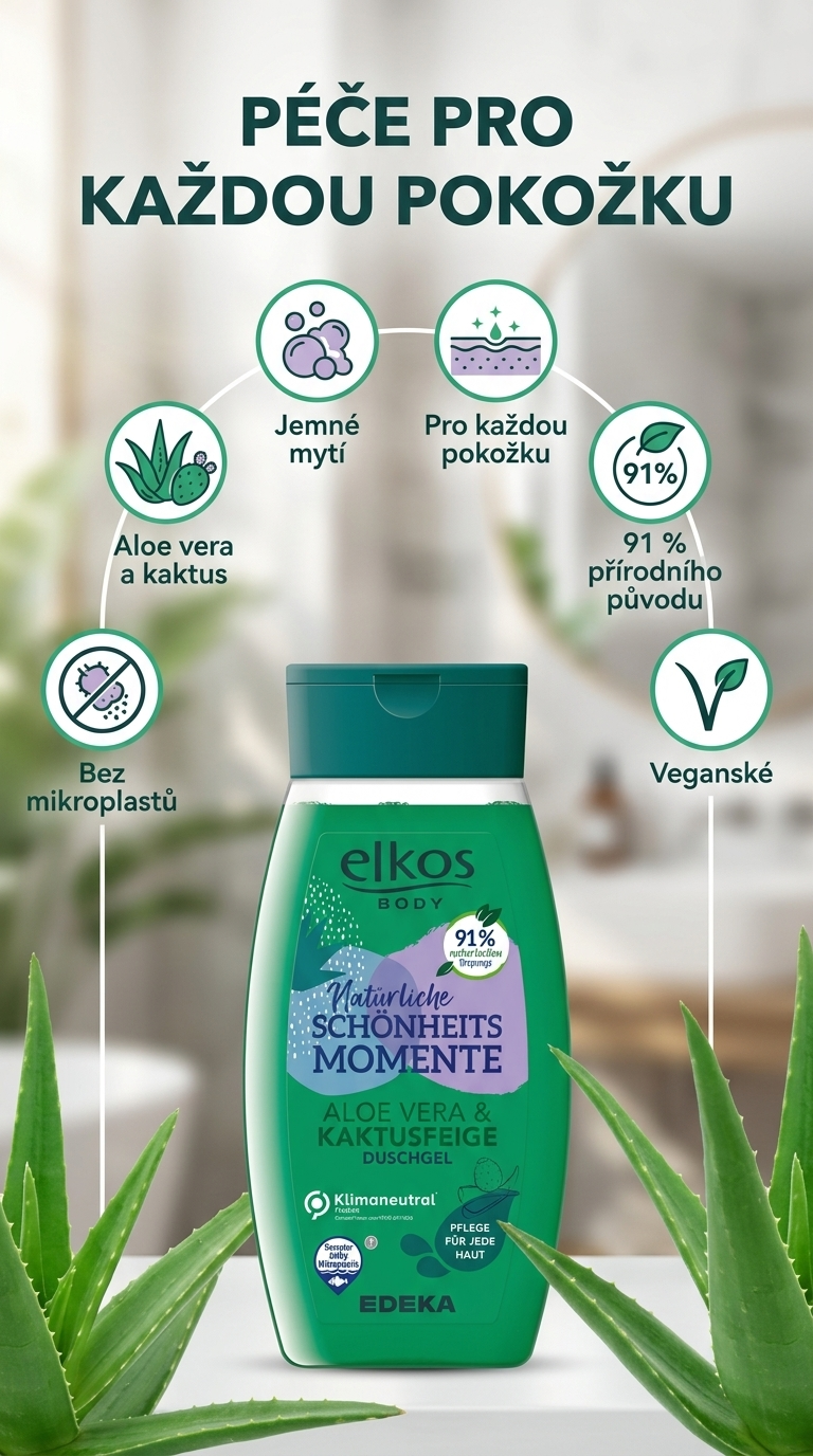 Elkos sprchový gel Aloe Vera a Kaktus - mobilní infografika